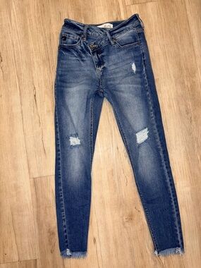 KanCan Distressed Skinny Jeans asymmetrical waist - Dark Blue